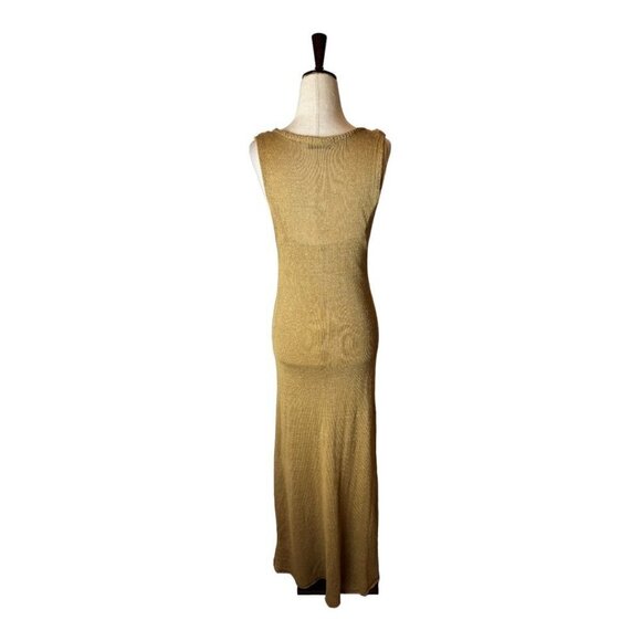 Zara Knit Tan Scoop Neck Maxi Slip Lined Tank Dress‎ Size L - Picture 3 of 12